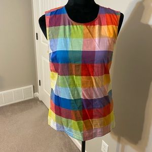 Multi colored checkers sleeves top
